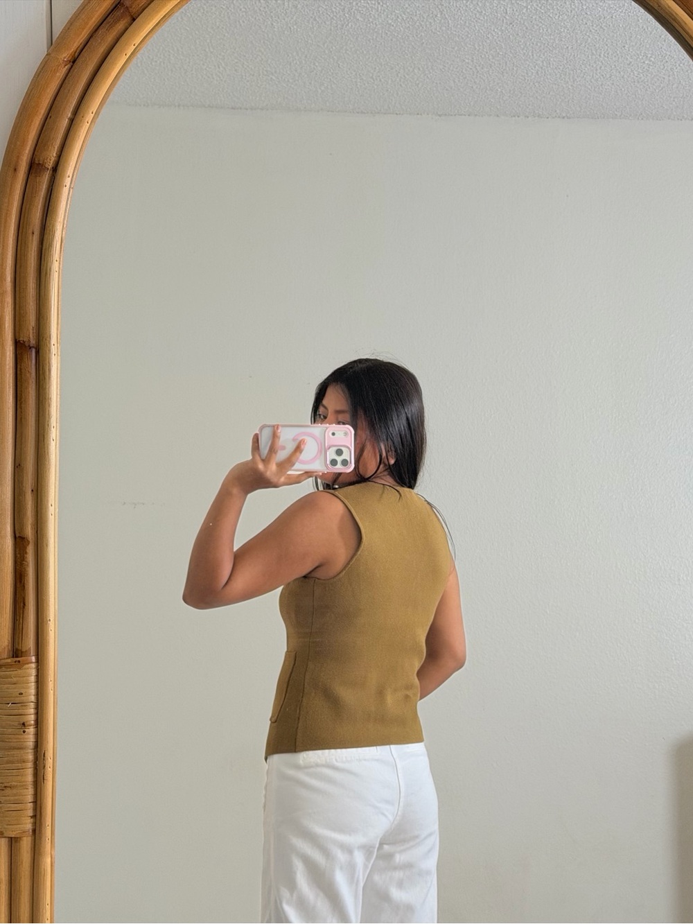 Zara Olive Green Button-Front V-Neck Tank - Picture 4 of 9